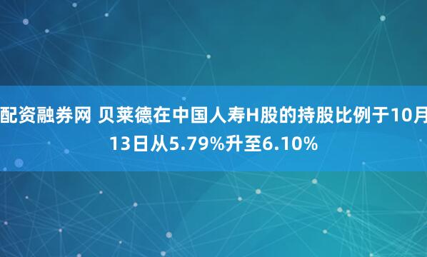 配资融券网 贝莱德在中国人寿H股的持股比例于10月13日从5.79%升至6.10%