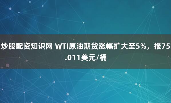 炒股配资知识网 WTI原油期货涨幅扩大至5%，报75.011美元/桶